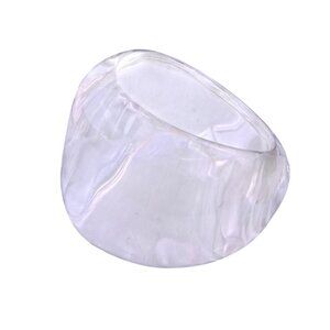 Vintage 1970s Womens Clear Resin Bangle Bracelet Translucent Wide Band Statement